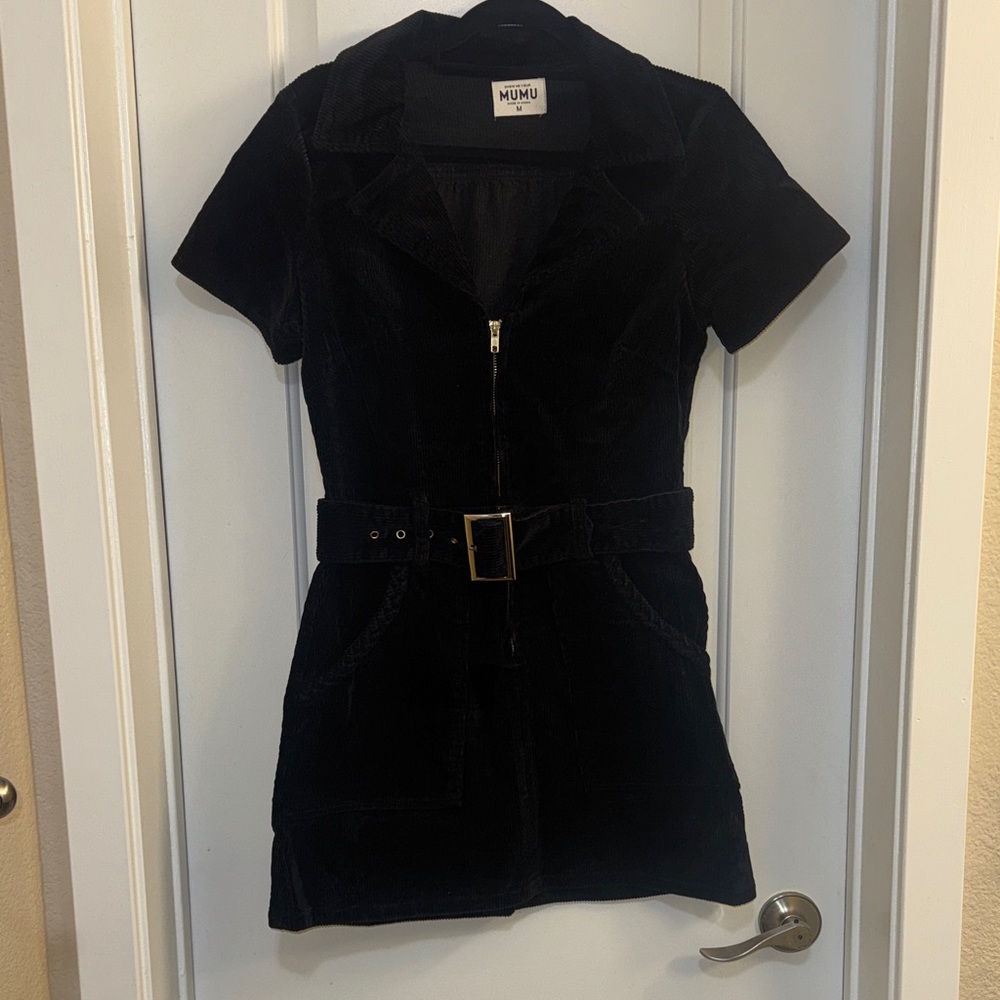 Show Me Your Mumu Black Belted Corduroy Dress